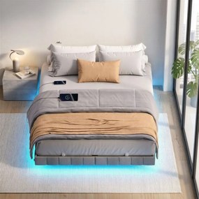 Estrutura de cama 180 x 200 cm, com iluminação LED, base de cama  (COLCHÃO NÃO INCLUIDO) Cinza