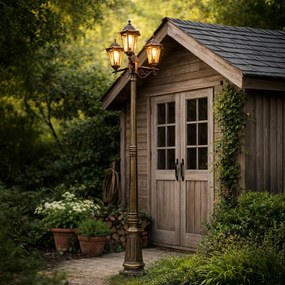 Lanterna de exterior antiga dourada 3 luzes IP44 - New Haven