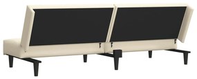 Sofá-cama de 2 lugares veludo cor creme