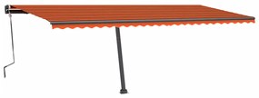 Toldo retrátil manual com LED 600x350 cm laranja e castanho