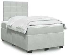 Cama boxspring c/ colchão 120x200 cm veludo cinzento-claro