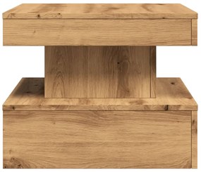 Mesa de centro com luzes LED 50x50x40 cm carvalho artisiano