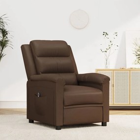 vidaXL Poltrona reclinável elétrica couro artificial castanho