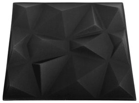 Painéis de parede 3D 12 pcs 50x50 cm 3 m² preto diamante