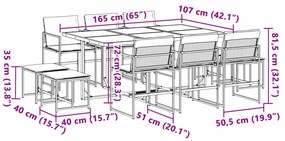 11 pcs conj. de jantar p/ jardim c/ almofadões textilene preto