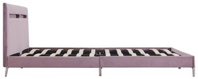 Estrutura de cama com LED 180x200 cm tecido cor-de-rosa