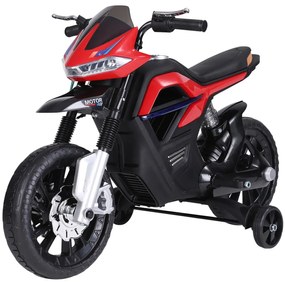 HOMCOM Mota Elétrica Infantil Motocicleta para Crianças acima de 3 anos Bateria 6V com Luzes e Música 105x52,3x62,3 cm Vermelho | Aosom Portugal