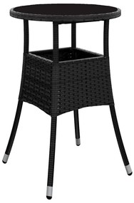 Conjunto de Jantar de 5 Peças para Jardim Preto Polirattan