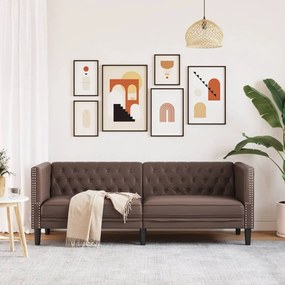 Sofá chesterfield 3 lugares couro artificial castanho