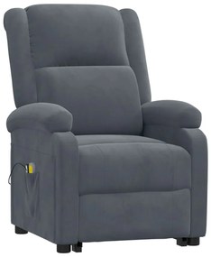 Poltrona de massagens elevatória veludo cinzento-escuro