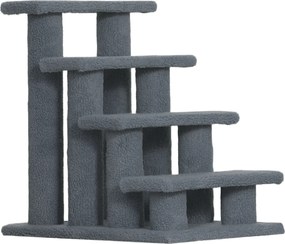 Escada para animais de estimação com 4 degraus, revestimento com efeito de lã felpuda, 61 x 41 x 60 cm, cinzenta