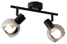 Candeeiro de teto inteligente preto com vidro fumê incl. 2 Wifi P45 - Vidro