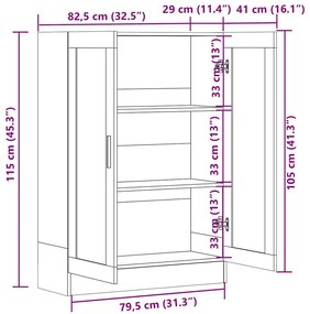 Armário vitrine 82,5x30,5x115 cm derivados de madeira preto