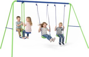 Outsunny Baloiços para Crianças Conjunto de Baloiços de Jardim com Altura Ajustável com Baloiço Duplo 280x140x178 cm Verde | Aosom Portugal