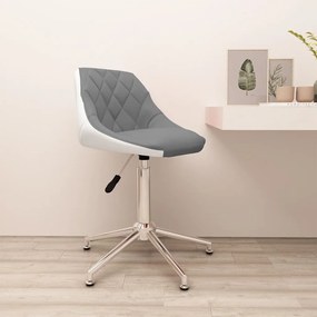 Cadeira escritório giratória couro artificial cinzento e branco