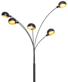 Candeeiro de pé design preto com 5 luzes douradas - Sixties Marmo Design