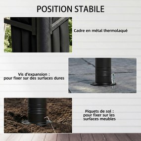 Tenda de jardim 3x3 m para exterior com estrutura retrátil e cobertura dupla UV50+ impermeável, cinza antracite