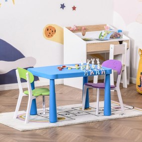 HOMCOM Conjunto de mesa e 2 cadeiras infantil para atividades com encosto e bordas redondas para crianças acima de 2 anos 76,5x54,5x49,5 cm Multicolor