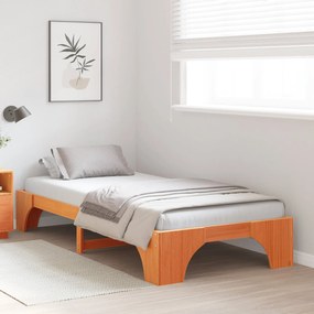 Estrutura de Cama Castanho Encerado Madeira Sólida 90 x 200 cm