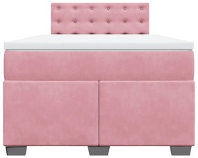 Cama boxspring com colchão 120x200 cm veludo rosa