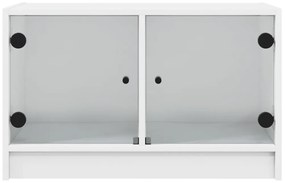 Móvel de TV c/ portas de vidro 68x37x42 cm branco