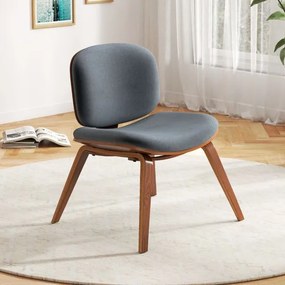 Cadeira auxiliar sem braços com encosto curvo e assento acolchoado largo para sala de jantar, sala de estar ou escritório 59 x 55 x 77 cm cor Nogueira