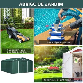 Outsunny Abrigo de Jardim Metálico 340x386x200cm Abrigo de Exterior pa