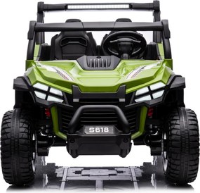 Carro elétrico para Crianças 24V, 4x4, 2 lugares Gravity Buggy Rodas de espuma EVA e assento Couro ecológico Verde