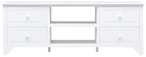 Móvel de TV 108x30x40 cm madeira paulownia maciça branco