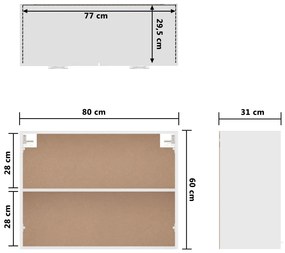 Armário de parede “Lyon” 80x31x60 cm derivados madeira branco