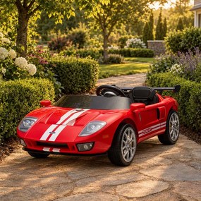 Carro elétrico para Crianças 24V 4x4 Ford GT Rodas Espuma EVA, assento couro ecológico Vermelho