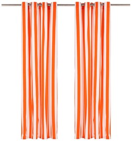 vidaXL Conjunto de cortinas Riscas 2 pcs Laranja 140 x 225cm