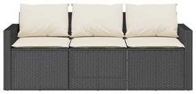 2 pcs conjunto de jantar p/ jardim c/ almofadões vime PE preto