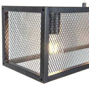 Candeeiro suspenso industrial preto com malha 4 luzes - Gaiola Industrial