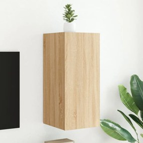 vidaXL Móvel de parede p/ TV c/ luzes LED 30,5x35x70cm carvalho sonoma