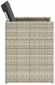 Cadeiras de jardim com almofadões 4 pcs vime PE cinzento-claro