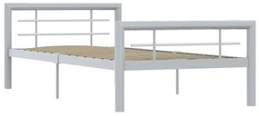 Estrutura de cama 100x200 cm metal cinzento e branco