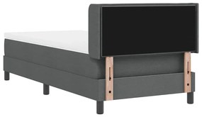 Cama Box Spring com Colchão Cinza Escuro, 90 x 190 cm, Tecido.