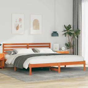 Estrutura da Cama com cabeceira Castanho-mel 200 x 200 cm
