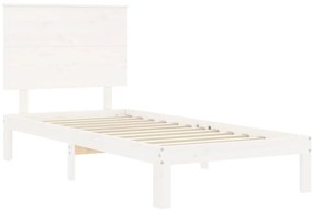 Cama sem colchão 90x200 cm madeira de pinho maciça branco