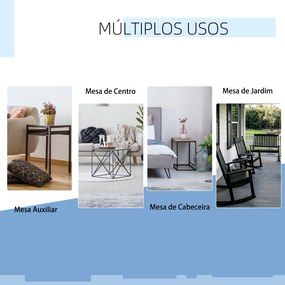 Outsunny Conjunto de 2 Mesas de Café Ø70x50 cm e Ø50x43 cm Mesas Auxiliares Redondas de Metal para Sala de Estar Dormitório Carga Máxima 25kg Preto