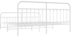 Estrutura de cama com cabeceira e pés 200x200 cm metal branco