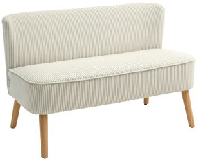 HOMCOM Sofá de 2 Lugares Estofamento Macio Capa Fácil de Cuidar Capacidade de Carga Até 150 Kg 117x56,5x77 cm Branco Creme | Aosom Portugal