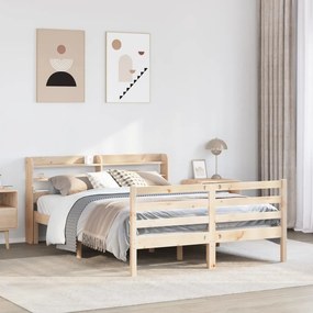 vidaXL Estrutura de cama com cabeceira 160x200 cm pinho maciço