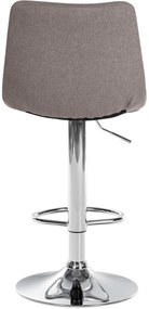 Banco de bar Jerry em tecido com estrutura cromada 87-108,5 x 43 x 46,5 cm Cinzento