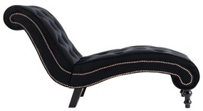 Chaise Longue Elia em Veludo -  Preto - Design Vintage