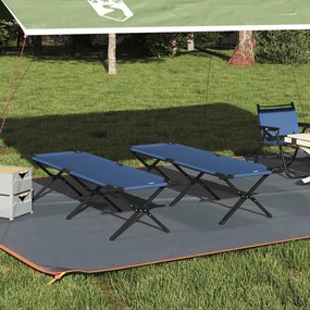 vidaXL Cama de Camping Dobrável Manual 2 pcs Azul Tecido Oxford