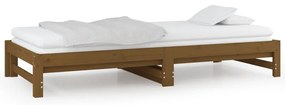 Estrutura sofá-cama de puxar 2x(90x200) cm pinho castanho-mel