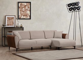 Sofá-cama de canto Aren – Bege e Canela – 150 x 260 cm