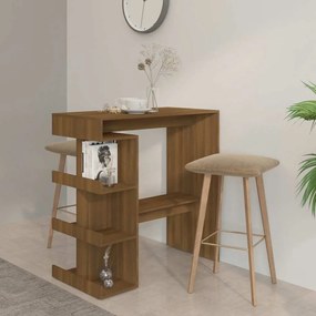 vidaXL Mesa de bar c/ prateleiras derivados madeira carvalho castanho